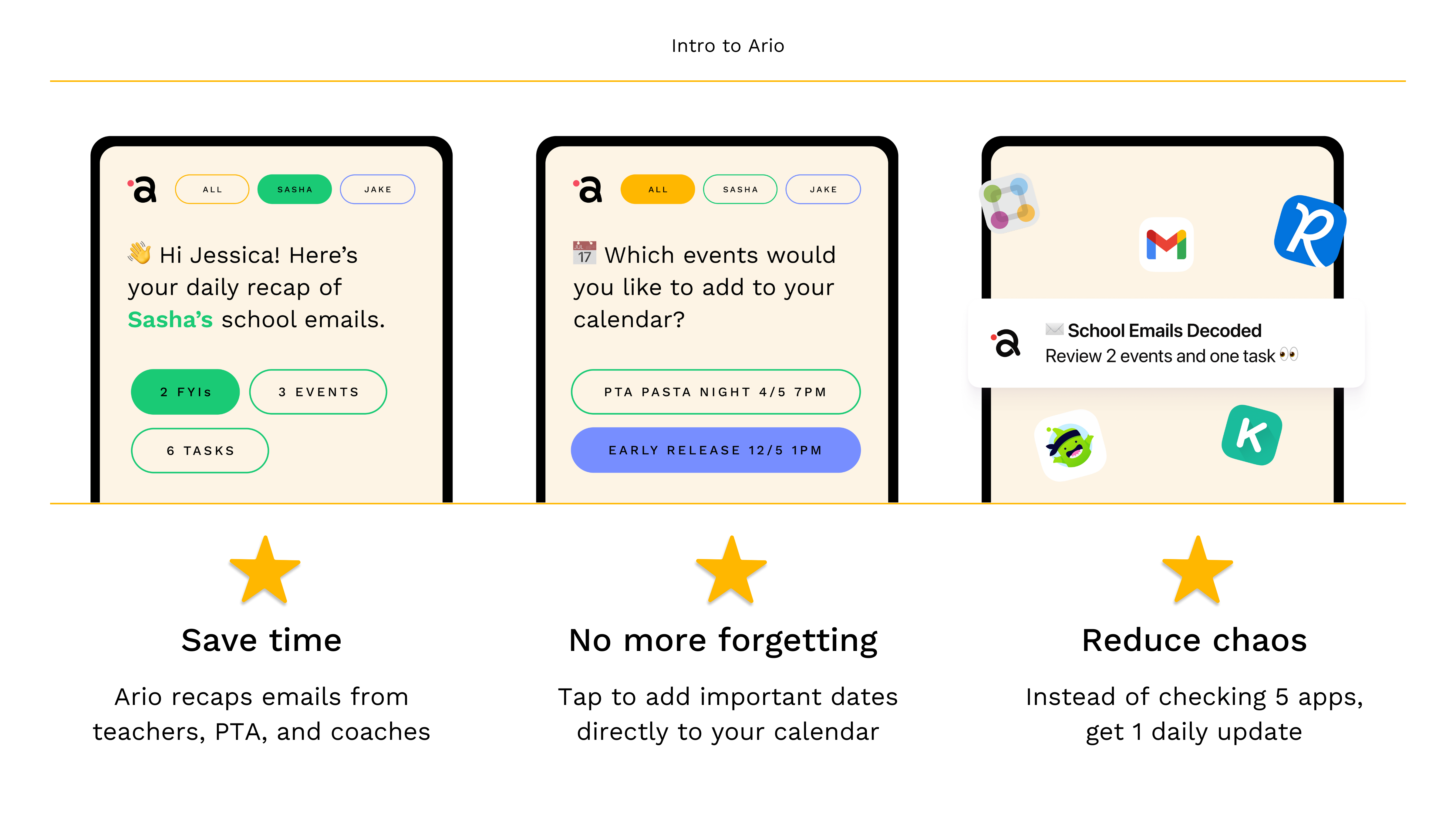 Ario’s School Email Decoder turns lengthy messages into instant calendar events and to-do lists.