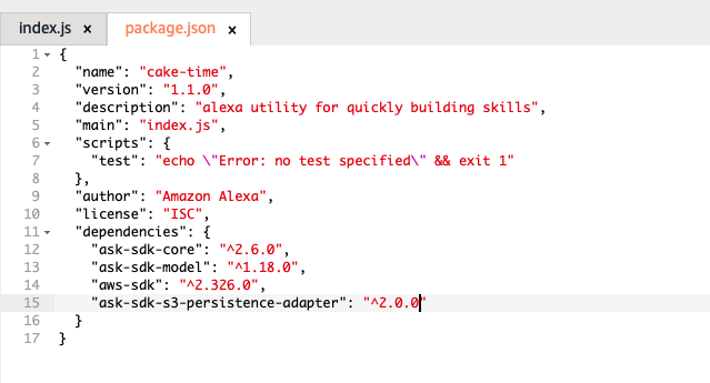 package.json screenshot