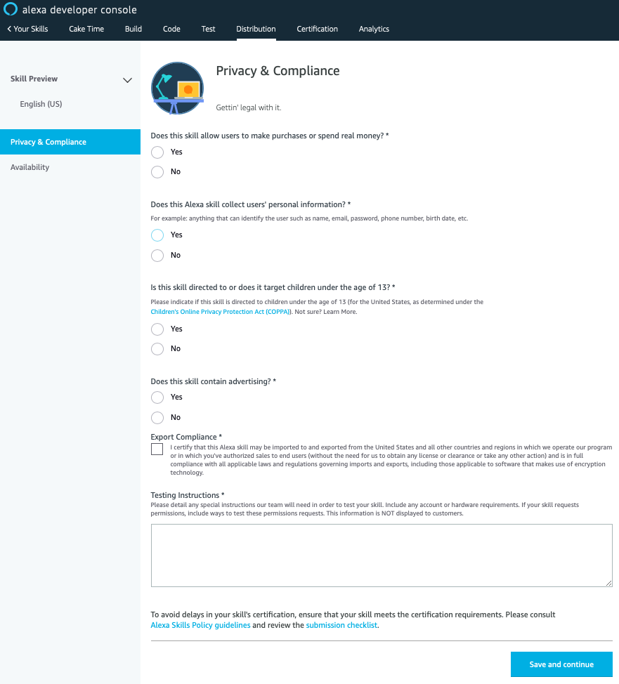 privacy and compliance screenshot