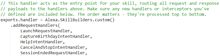 handler code snippet