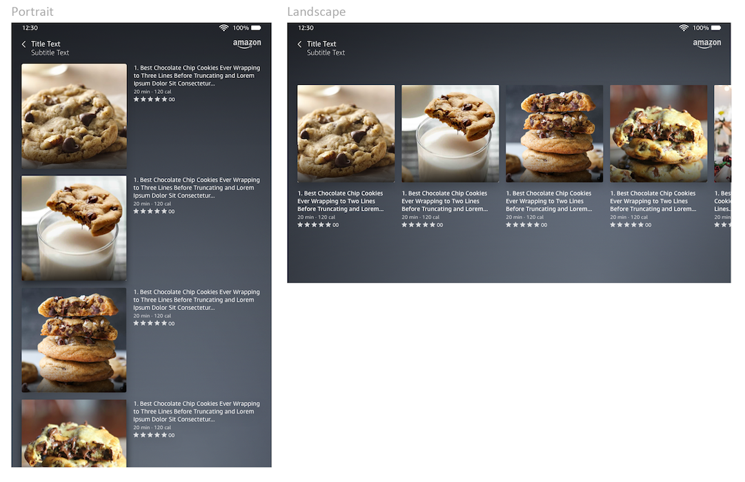 Portrait and landscape versions of the same content, illustrating how each makes the best use of the available real estate.