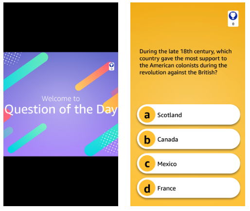 Two screenshots of Question of the Day showing a BEFORE and AFTER version of portrait mode support.