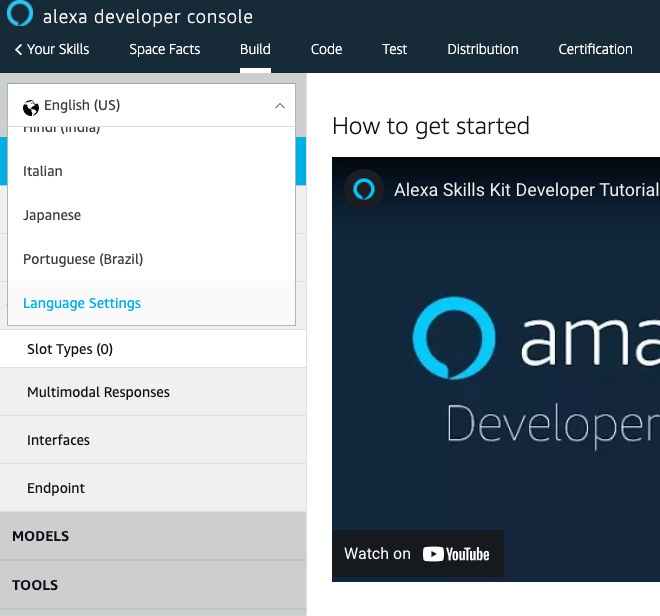 console - language settings