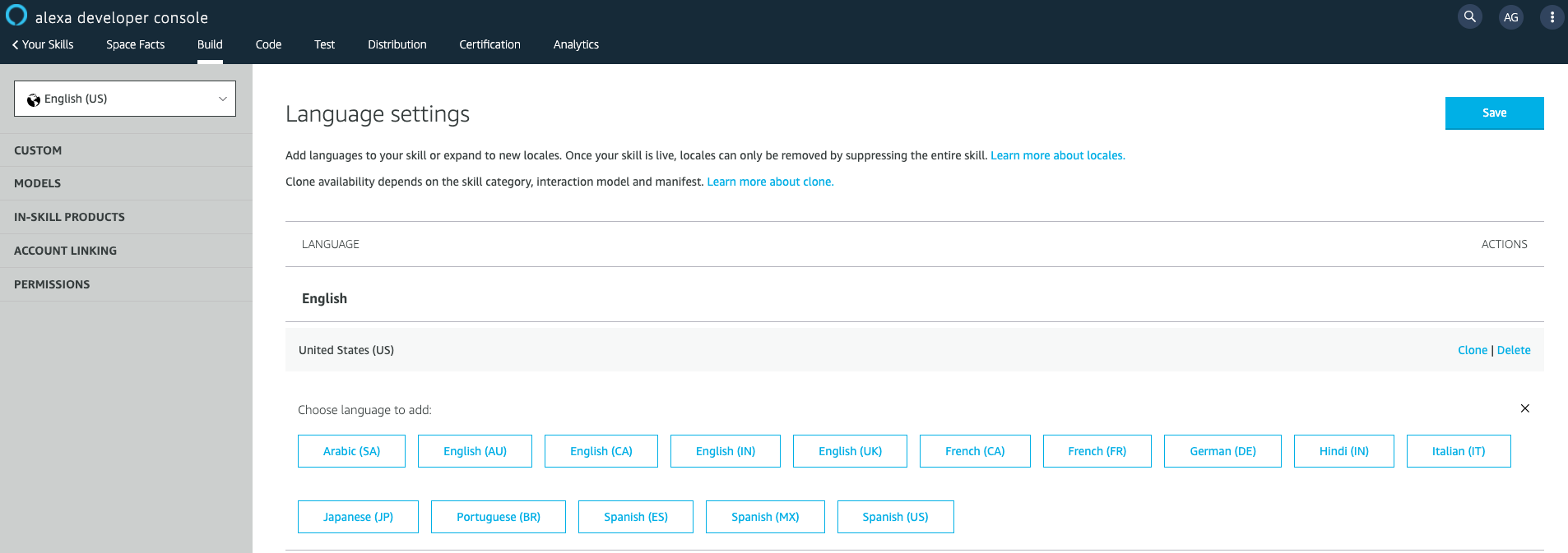 console - select Arabic