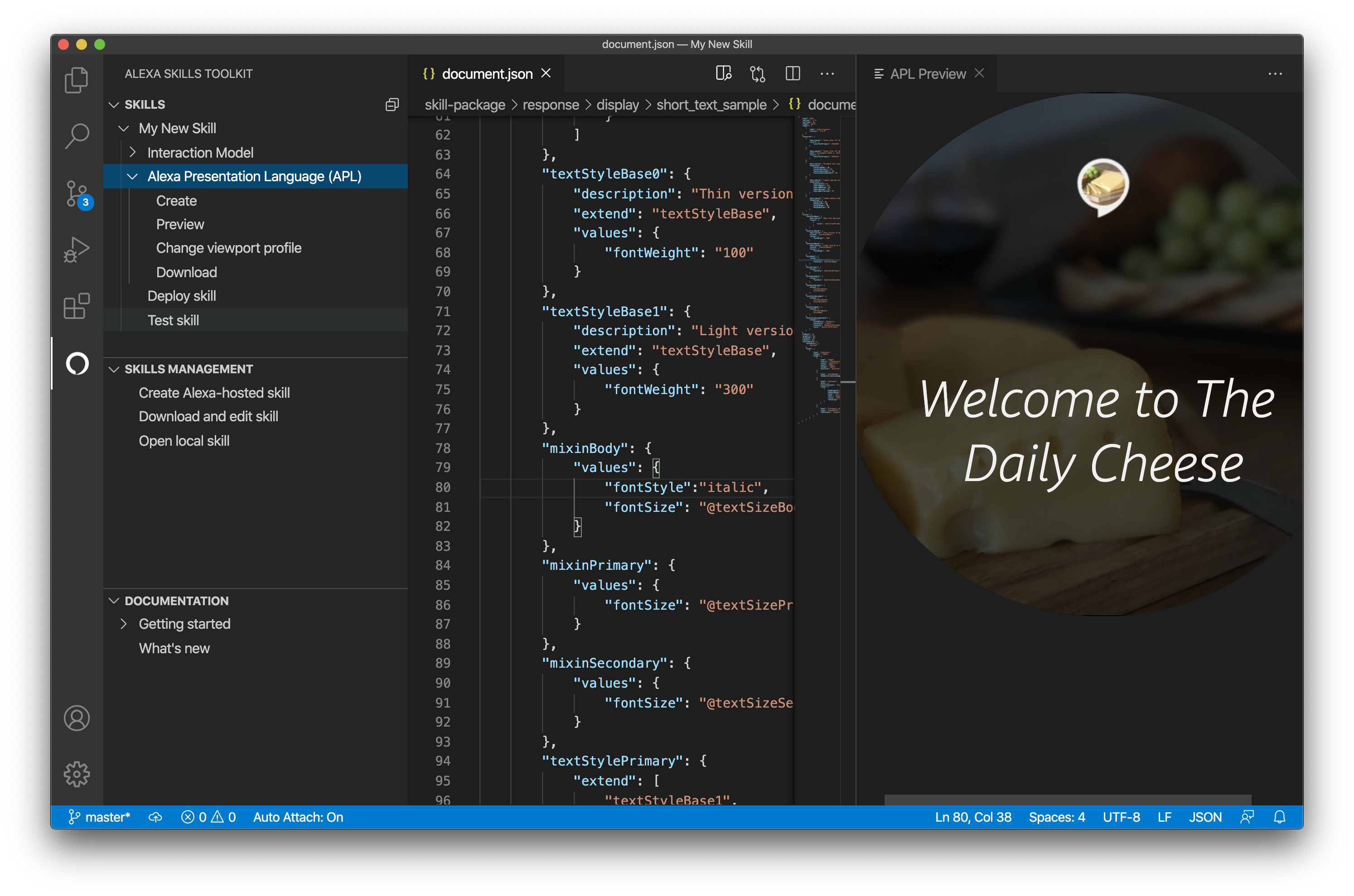 Screenshot of APL authoring tool in preview mode