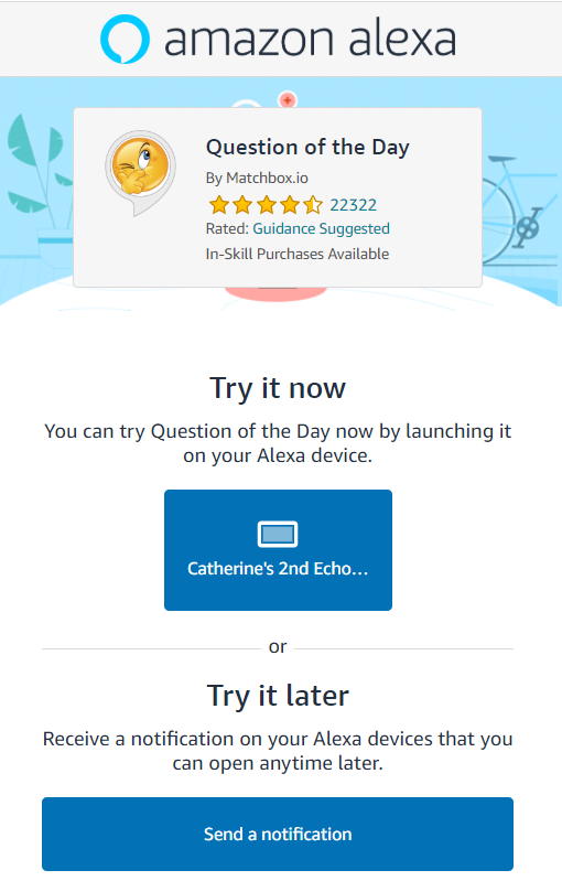 Screenshot of Quick Link for Alexa