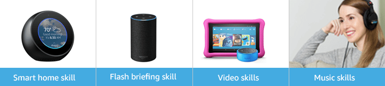 Smart Home, Flash Briefing, Video, and Music skills