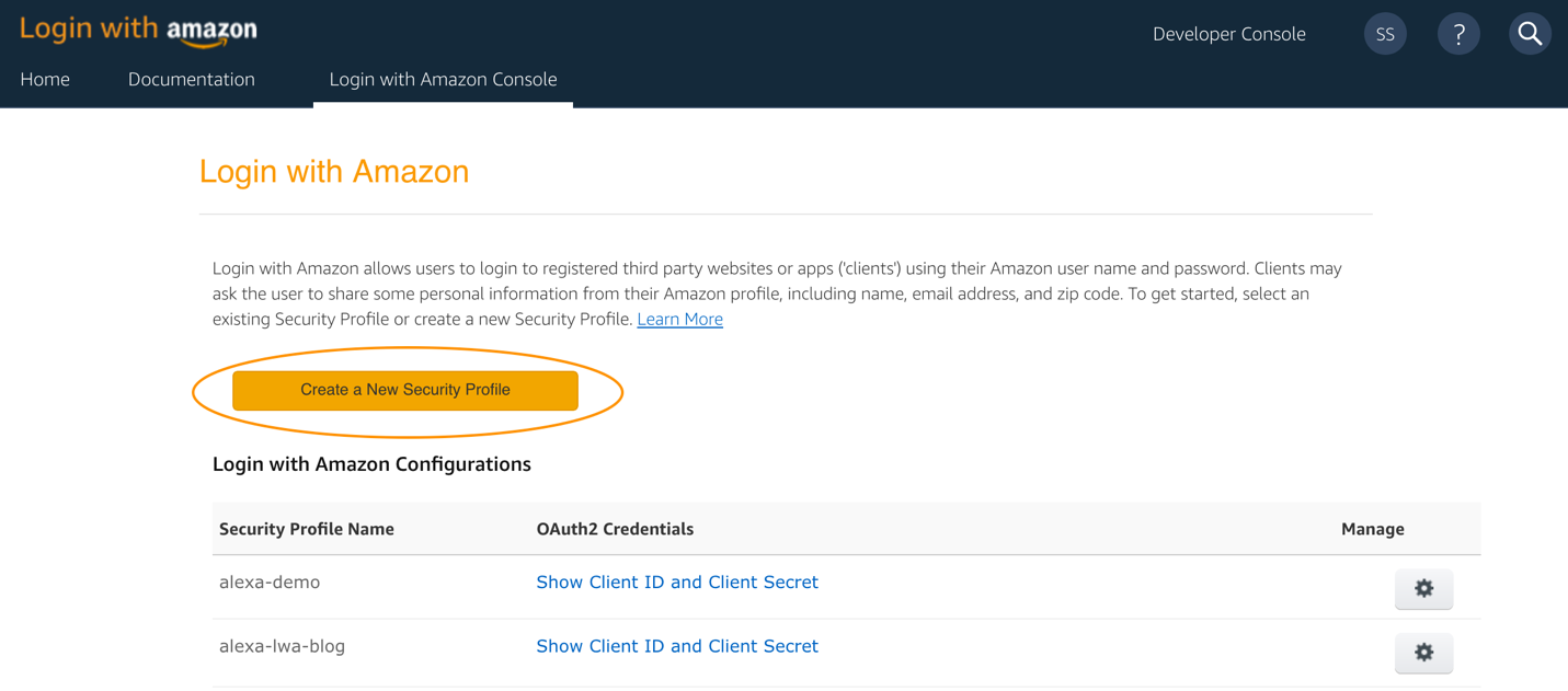Figure 3: Create a Security Profile