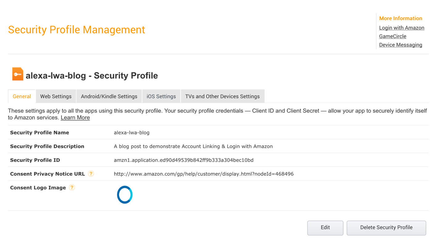Figure 4: Create Security Profile