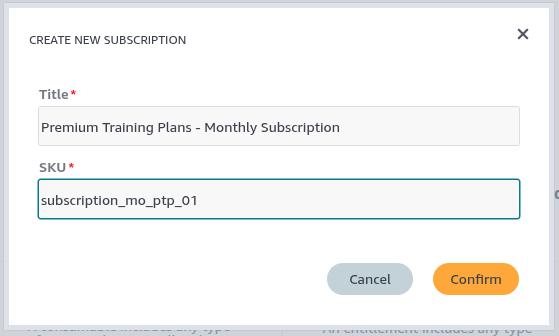 Monetizing streaming. Create new subscription screenshot
