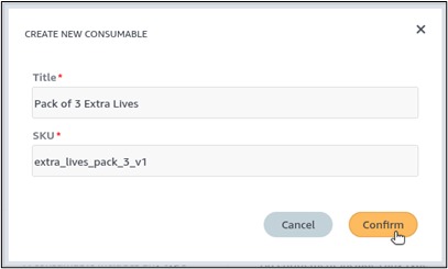 Monetizing streaming. create new consumable screenshot