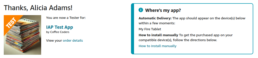 Testing IAP Additional Information Screenshot