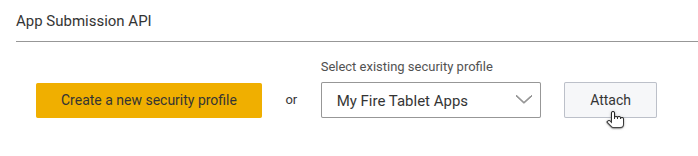 Amazon developer security profiles menu image