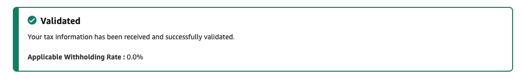 Tax Infromation Sucessfully Validated Notification