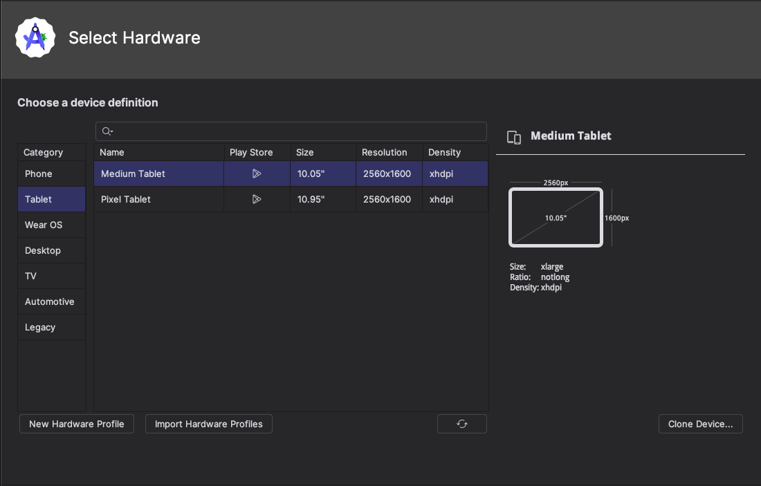 Android Studio emulator for Fire tablet