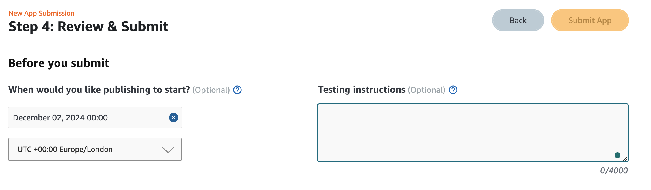 testing instructions